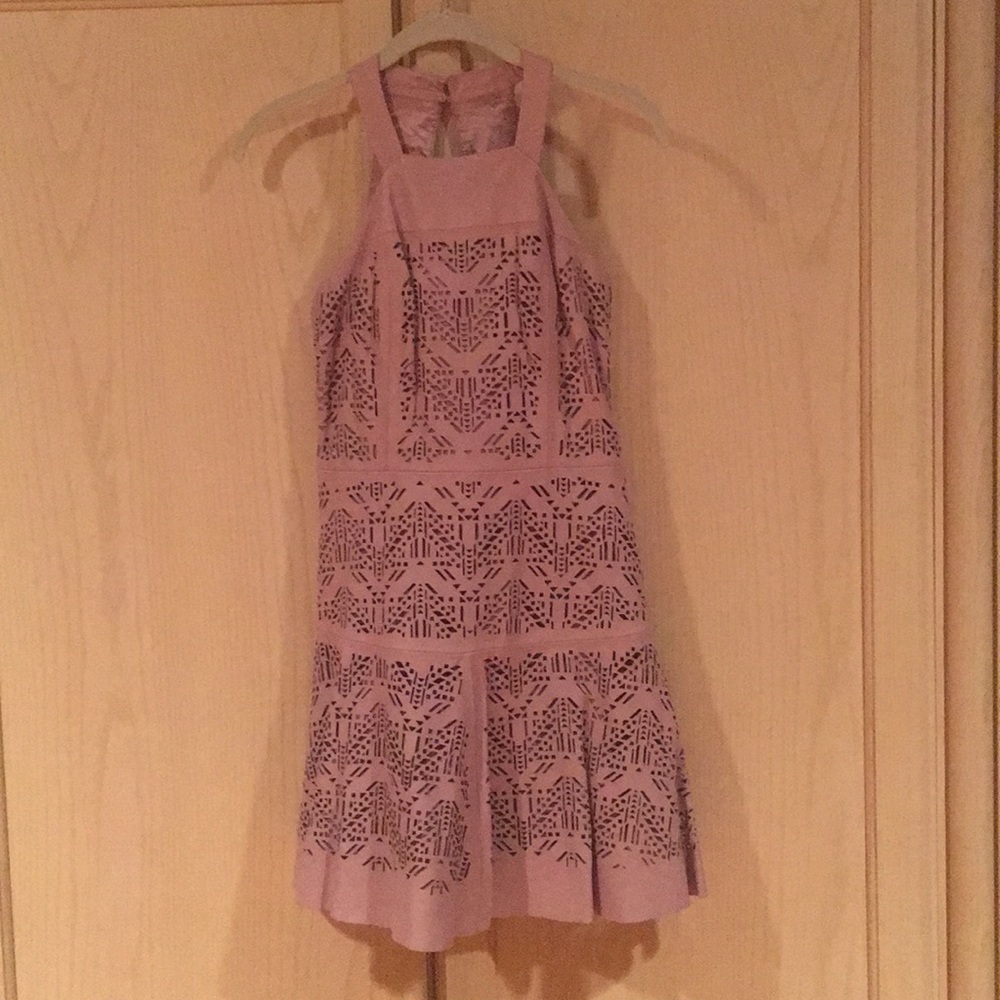 Parker Sabella leather cut out dress mauve pink xs